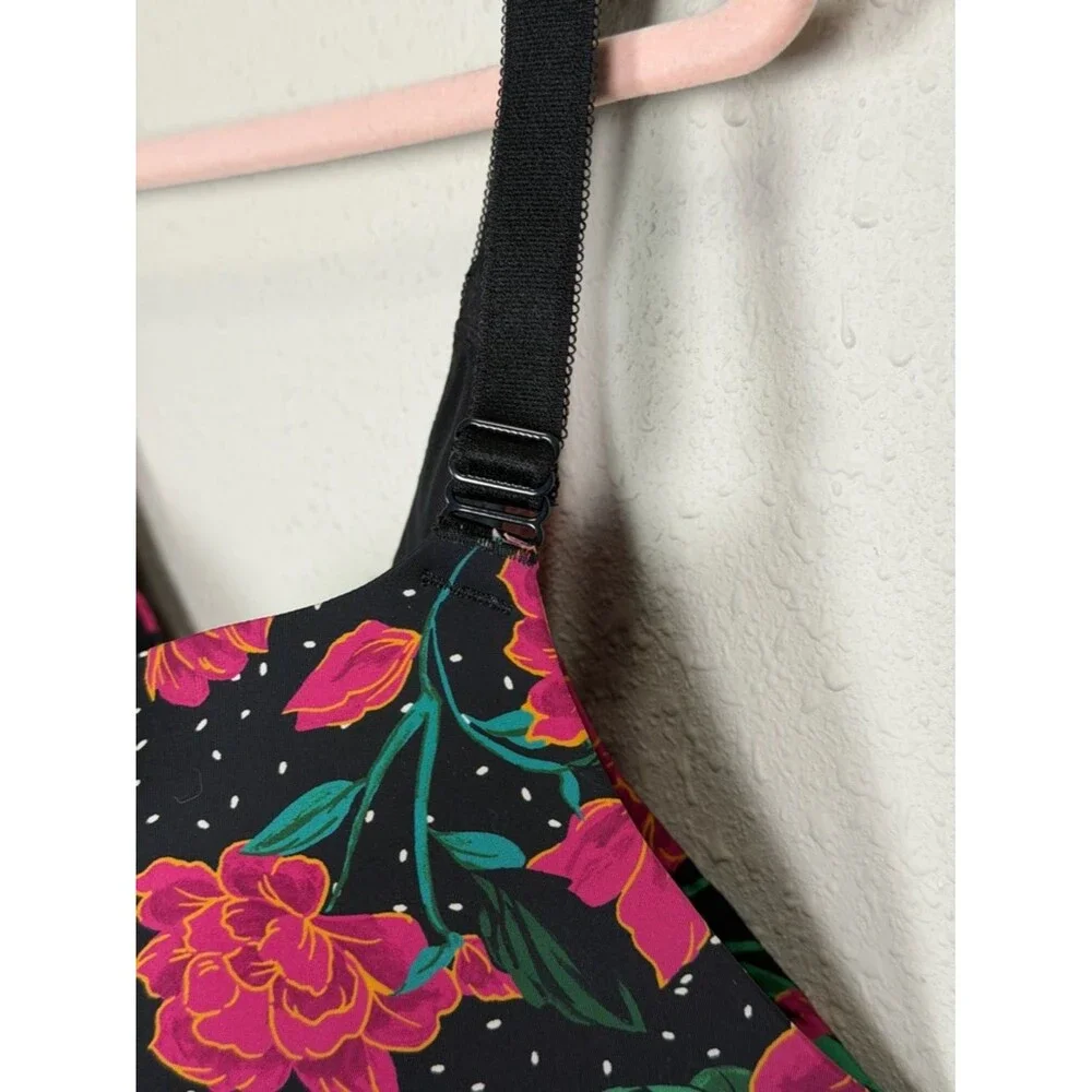 Torrid 40DDD Floral T-Shirt Bra Black Pink Full Coverage Underwire Plus Size